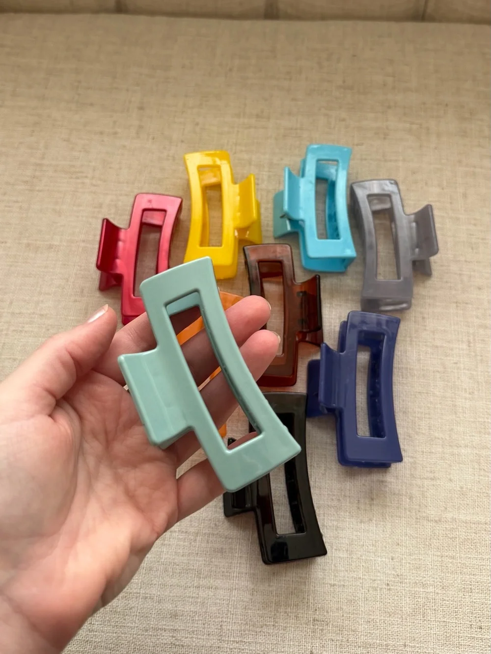 Colorful Rectangle Resin Hair Claw Clip Set